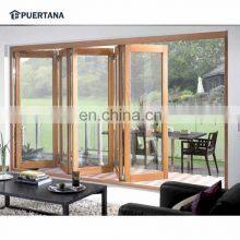 Exterior External Aluminum Wood Folding Door Wooden Accordion Doors Timber Wood Bifold Door For Residential thumbnail-3