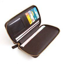 Handmade Leather Goods Ostrich Leather Zipper Mobile Phone Clutch Leather Long Wallet Customization thumbnail-4