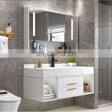 100cm Modern Luxury Stone Bathroom Vanity Set Bathroom Vanities Combo Cabinet Unit LED Smart Mirror Cabinet