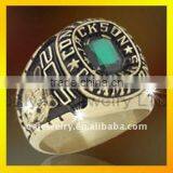 Green Stone Men Sports Ring Custom Championship Silver Rings thumbnail-1