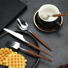 Wedding Banquet Hotel Flatware Knife Spoon Fork Natural Wooden Reusable Classic Tableware Kitchen Accessory Wood Cutlery Set thumbnail-2