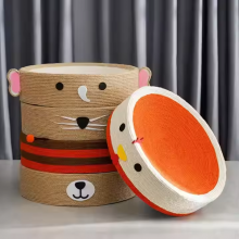MEOW LOVE Newly Designed OEM ODM Custom Logo Animal Style Sisal Round Cat Scratch Toy Bed thumbnail-5