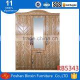 Bedroom Furniture Armoire RB5343 Three Doors Wardrobe Light Beech Color With Mirror Garderobe thumbnail-1