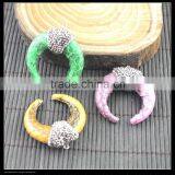 LFD-0052P ~ Wholesale Mixed Color Snakeskin Pendant , With Crystal Rhinestone Paved Crescent Moon Horn Pendants Jewelry Finding thumbnail-4