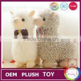 Cute Custom Plush White Alpaca Toy With Bow thumbnail-1
