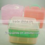 Plastic food storage container with lids