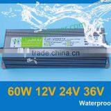 12v 60w power supply waterproof YJP-V06012 RoHS,CE-EMC,CE-LVD,IP67