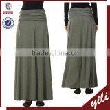 Wholesale Gathered Waistband Heather Charcoal Jersey Maxi Skirt thumbnail-1