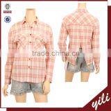 2016 100% Cotton Woman Clothing Oem Long Sleeve Plain Checked T-shirt Manufacturing China thumbnail-1