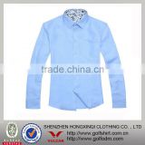 Plain Cotton Blue Color Dress Shirts For Young Men Plus Size