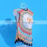 2015 New Hand Crochet Colorful Chinese Feature Floral Women Sleeveless Pullover for Lady Hollow Out O-neck