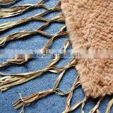 Knitted Rabbit Fur Shawl Sale Rabbit Sheared Fur With Leather Trim Fringies,KZ14135 thumbnail-2