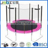 Red or Pink Baoxiang10FT Cheap Trampoline Three Legs With 180cm Safty Net and Ladder