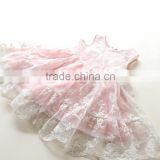 pink and embroidery flower lace baby girl summer dress