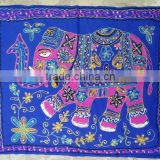 Wholesale Handmade cotton Blue embroidered elephant design wall hanging