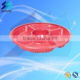 Disposable Plastic Round Large 5 Compartment Food Box Tray
