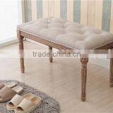 High Quality Antique White Bench Seat Ottoman thumbnail-3