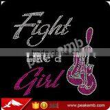 Fight Like A Girl Breast Cancer Heat Press Rhinestone Design