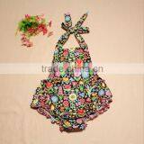 2016 Wholesale Baby Toddler Clothes Cotton Bubble Romper Summer Sunsuit Ruffled Print Flowers Romper Ruffle Romper Newborn Baby thumbnail-3