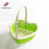 2017 No.1 Yiwu agent hot sale export commission agent Small size green heart shaped flower basket/gift basket with handle