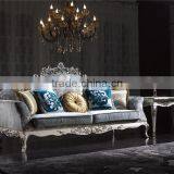 Fontaineblea Elegant Soft Baby Blue Printed Fabric Sectional Sofa Seats thumbnail-4