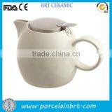 Simple White Ceramic Mesh Tea Infuser Pot