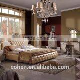 Foshan King Size Genuine Leather Hotel Set / Bedroom Furniture Bed thumbnail-4