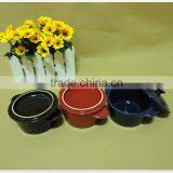 2014 Round High Quality Two Handles Colored Ceramic Bakeware Plate Set thumbnail-2