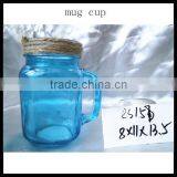 Home Water New Drinking Glass Blue Durable China Glass Cup With Handle thumbnail-1
