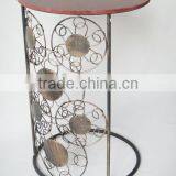 Wood Top "NEW" Circle Motif End Table Round Sofa Side Table thumbnail-2