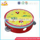 оптовая изысканная деревянная тамбуринка-игрушка в нескольких цветах, деревянная тамбуринка-игрушка, а также популярная детская деревянная тамбуринка W07F002 thumbnail-1