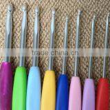 8pcs Colorful Soft Plastic Handle Aluminum Crochet Hooks Knitting Needles Set thumbnail-3