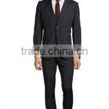 Solid Anthracite Wool 'M Line' 2-Button Suit With Flat Front Pants (SHT1089) thumbnail-1