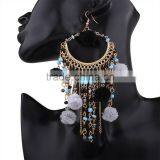 Bohemian Colorful Tassel With Pompon Hoop Earrings for Women Jewelry thumbnail-2