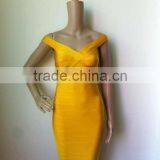 Simple Orange V Neck Bodycon Sex Ladies 2015 New Fashion HL Bandage Dress thumbnail-1