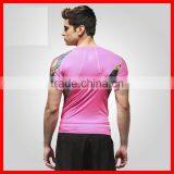2015 Men Sport Fitness Wear T Shirt Custom Sublimation Short Sleeve Compression Shirt thumbnail-4