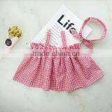 Red Gingham 3 Pieces Cute Girl Clothing Set Summer Kids Outfit Hot Selling thumbnail-4
