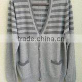 The Deep V Neck Button Stripes Cardigan Casual Men Knitted Sweater Men (Maco Johnston) thumbnail-1