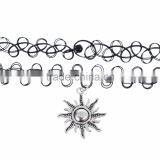 Fashion Jewelry Elastic Sun Pendants Black Tattoo Choker Necklace thumbnail-4
