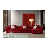 Red Fabric Modern Fabric Sofas With Feather Cushions , Soft Seat Upholstered Sofa