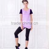 Latest Design Rhinestone Women Fitness Short Sleeves(2 COLORS) thumbnail-3