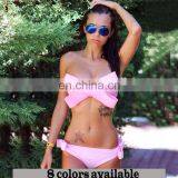 Swimwear Brazilian Bikini Big Bow Bandeau Beach Wear Halter Swimsuit Push Up Bathing Suit thumbnail-1
