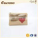 CR Europe Market Expert Passed Shining Aluminum Heart Shaped Pattern Printed Surface Gold Luxury Fancy Artwork Coin Purse