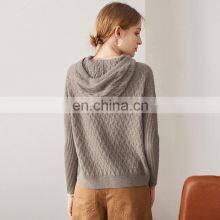 Women Casual Fashion Cashmere Twisted Knit Loose Pullover Hoodie thumbnail-3