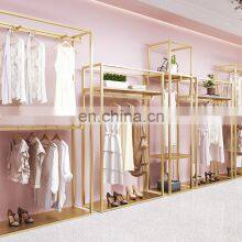 Custom Luxury Wall Display Gold Cloth Noble Rack for Clothing Stores