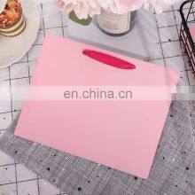 Custom Logo Luxury Pink Cardboard Wedding Valentine Gift/Clothes Shopping Paper Packaging Bag With Ribbon Handle thumbnail-3