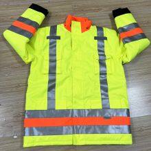 Hi Vis Winter Warm Worker Reflective Safety Jacket With Reflective Tapes