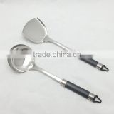 Stainless steel kitchen utensil set of ladle & Turner with plastic handle