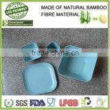 Square Safety Natural Bamboo Fibre Biodegradable Tableware Dishes Plate Bowl, Dinner Set