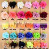 Francy Baby Kids Hair Accessories 30Colors Mini 6cm Craft Chiffon Fabric Flower With Leaf -handmade Artificial Decorative Flower thumbnail-6